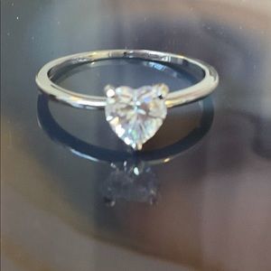 Silver CZ heart ring dainty heart promise ring engagement ring heart jewelry new
